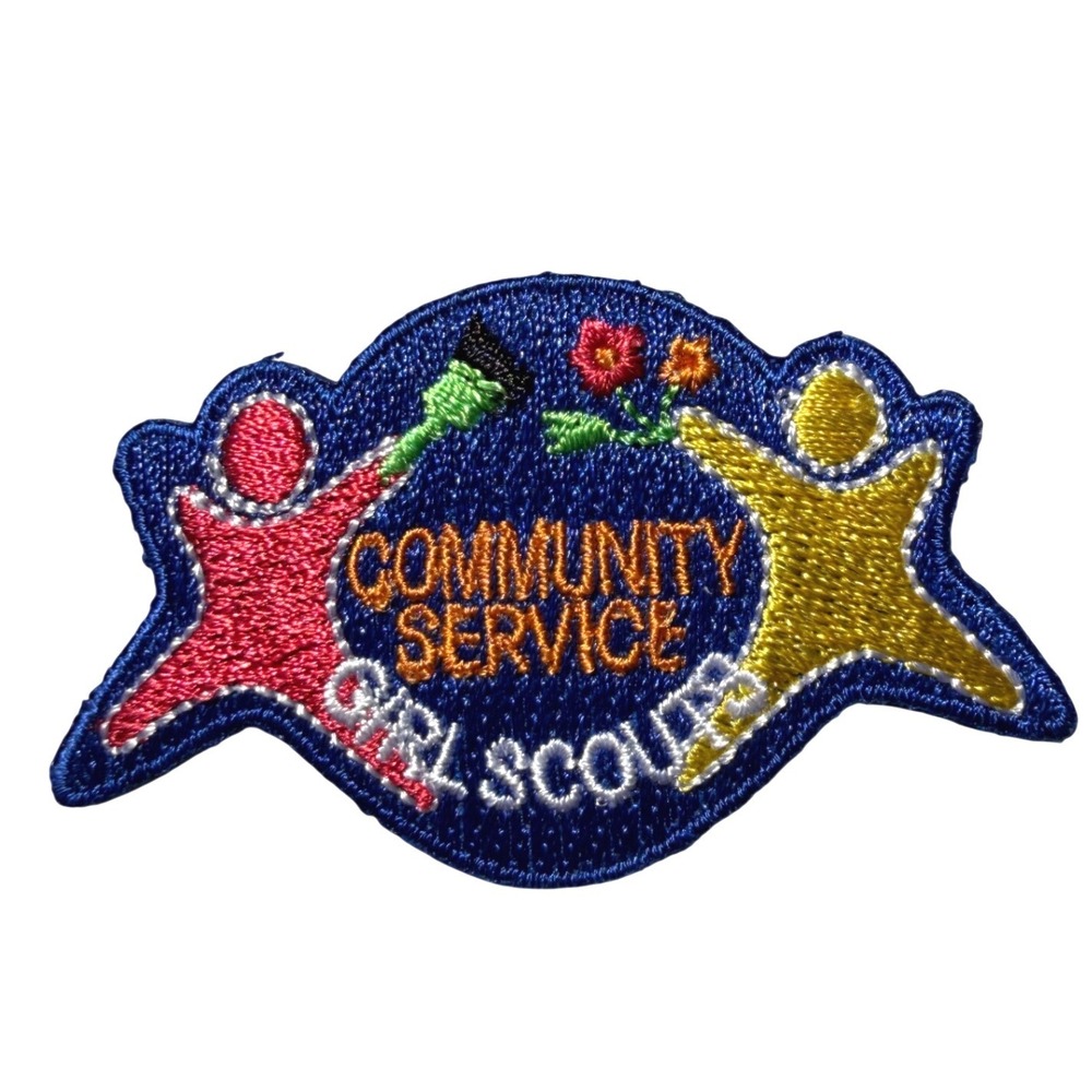 Girl Scouts Community Service Patch Navy Blue Embroidered Merit Badge Merit